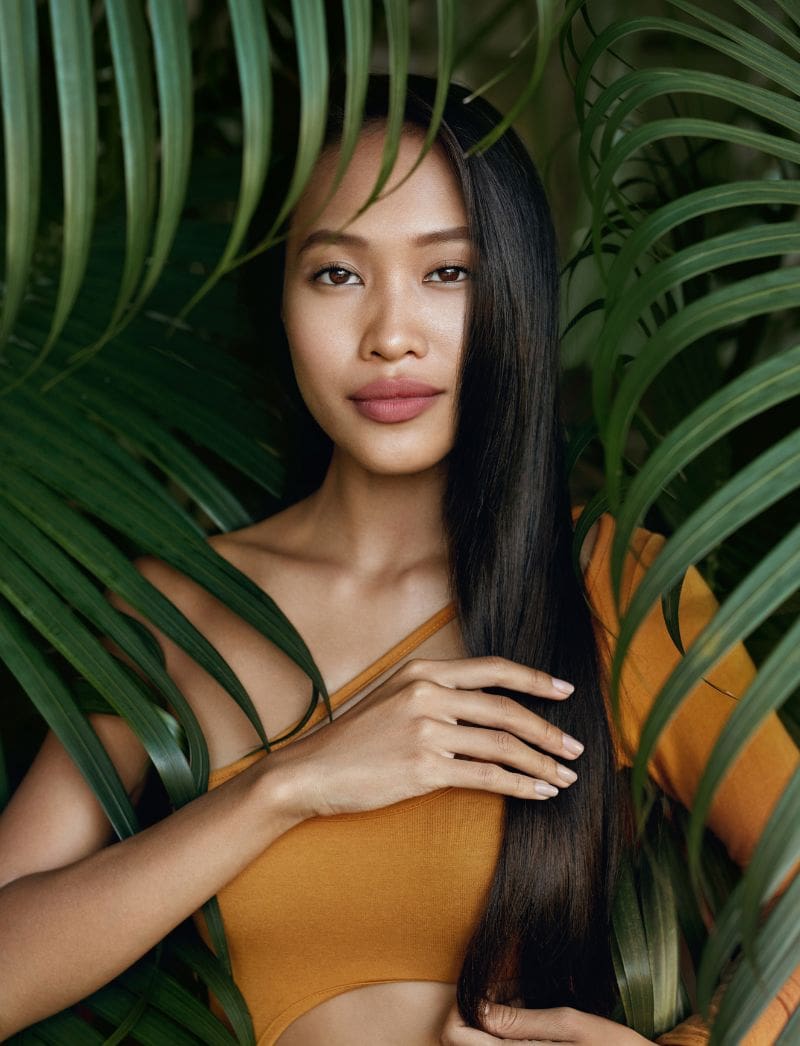 woman in a tropical envirement