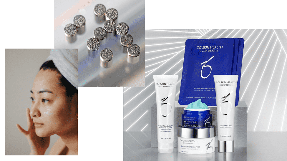 blue and gray skincare collage